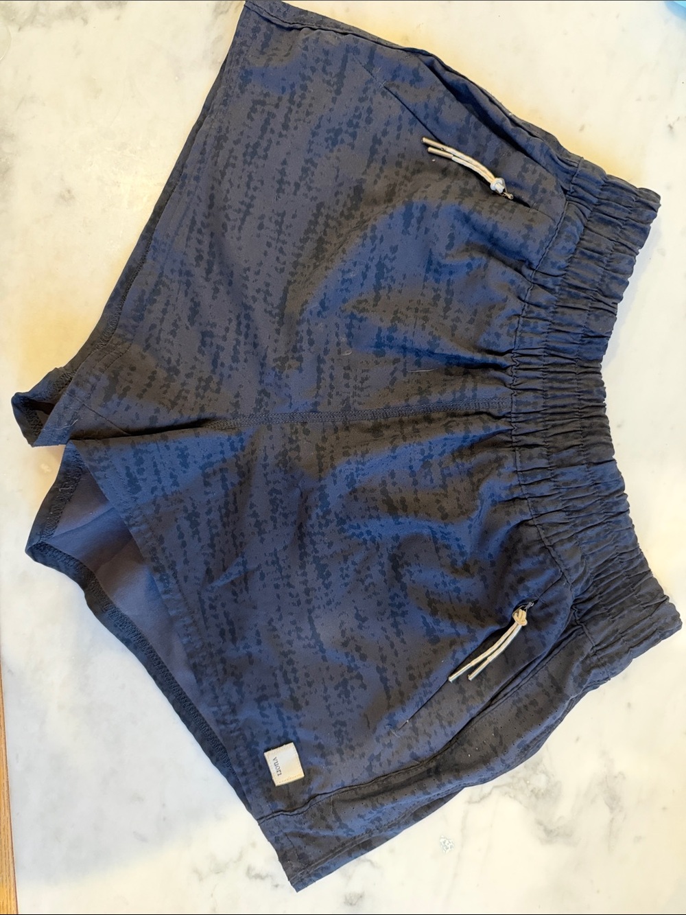 Vuori Navy Patterned Athletic Shorts with Drawstring